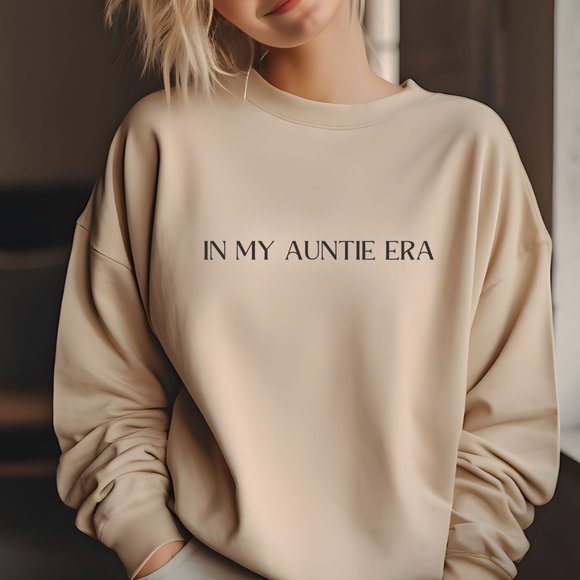 In My Auntie Era Pink Long Sleeve Crewneck Unisex Sweatshirt - Picture 2 of 8